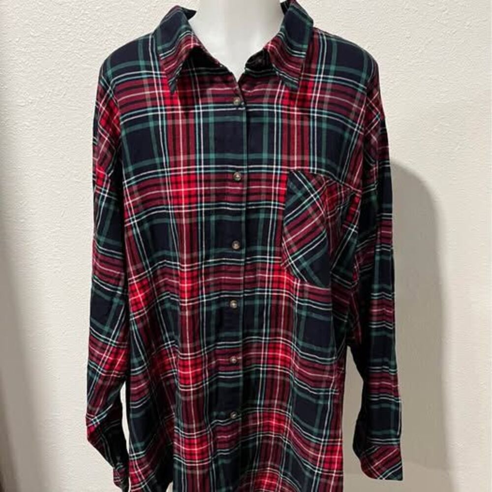 NWT Lane Bryant Plaid Button Up Shirt 26/28